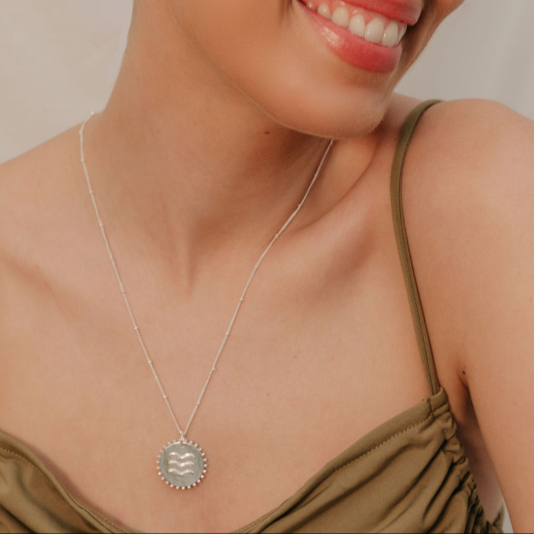 Shanti Silver Necklace (Curb & Ball chain)